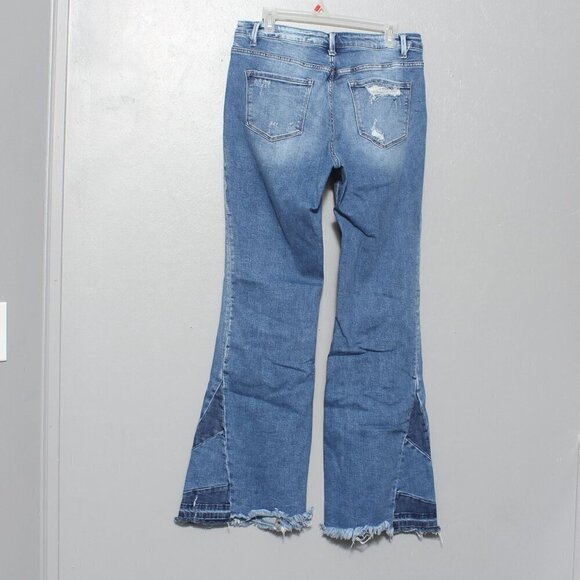 Bridge by gly high rise flare distressed raw hem bell bottom jeans - Picture 2 of 9